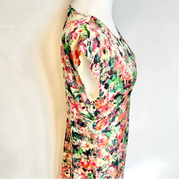 Mismash White Pink Floral Cap Sleeve Formal White Midi Dress Women’s Size Medium - Picture 8 of 16